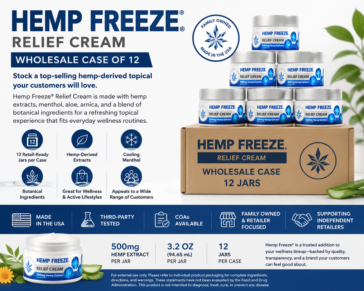 Hemp Freeze Jars Wholesale Case of 12